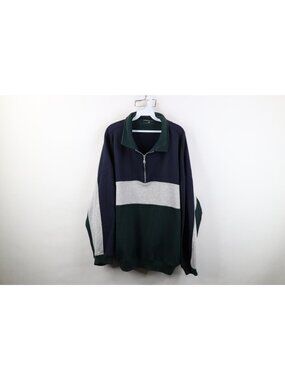 Vintage 90s Members Only Mens 2XLT Color Block 1/4 Zip Pullover Sweatshirt